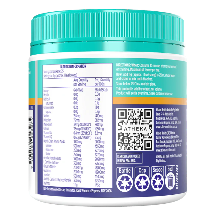 ATHENA Pre Workout + Electrolytes (Caffeine Free)