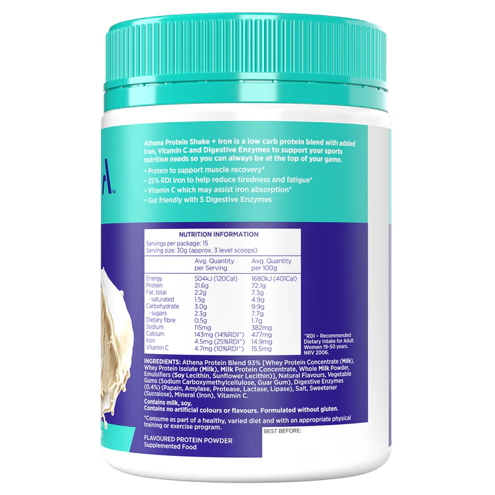 ATHENA Protein Shake + Iron (Vanilla)